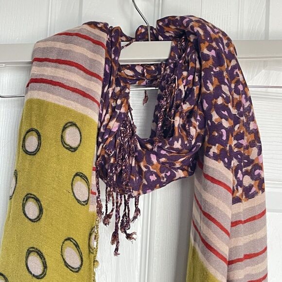 Women Viscose Fringed Scarf 68x26 In Multicolored - Picture 5 of 11